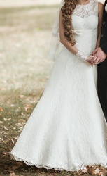 Кружевное свадебное платье,  цвет айвори